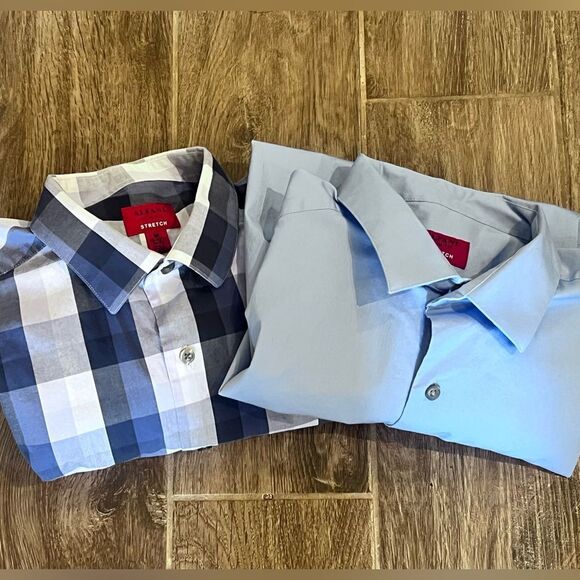 Alfani Other - Alfani Slim Fit Button Down Shirt Lot Of 2 Blue & Checkered Men's M 34/35 15.5'